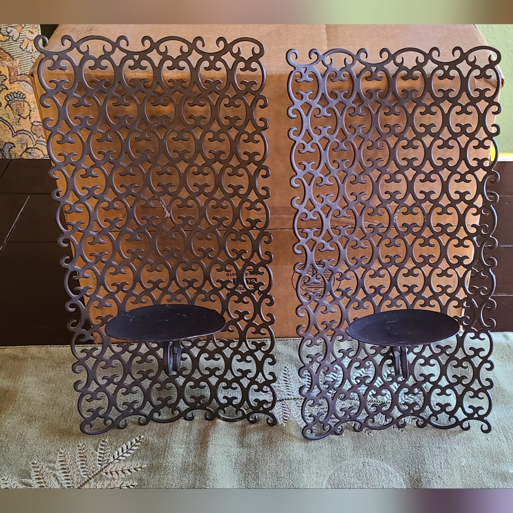 Heavy metal candle sconces set of 2